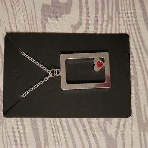 Metal Frame w/ Red Heart Pendant Necklace